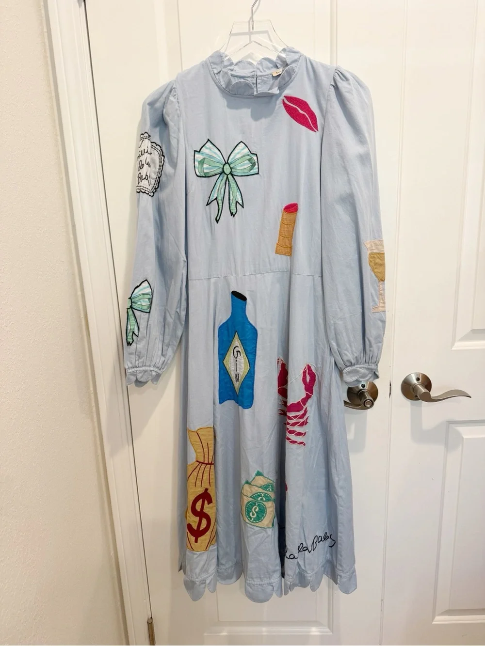STELLA NOVA Handcrafted Embroidered Circus Midi Dress size XS